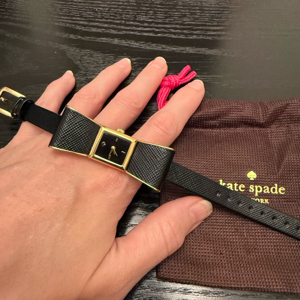Kate Spade Black Bow Watch with Gold Accents